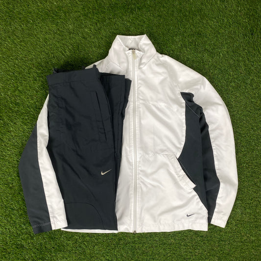 00s Nike Windbreaker Jacket + Joggers Set White Small