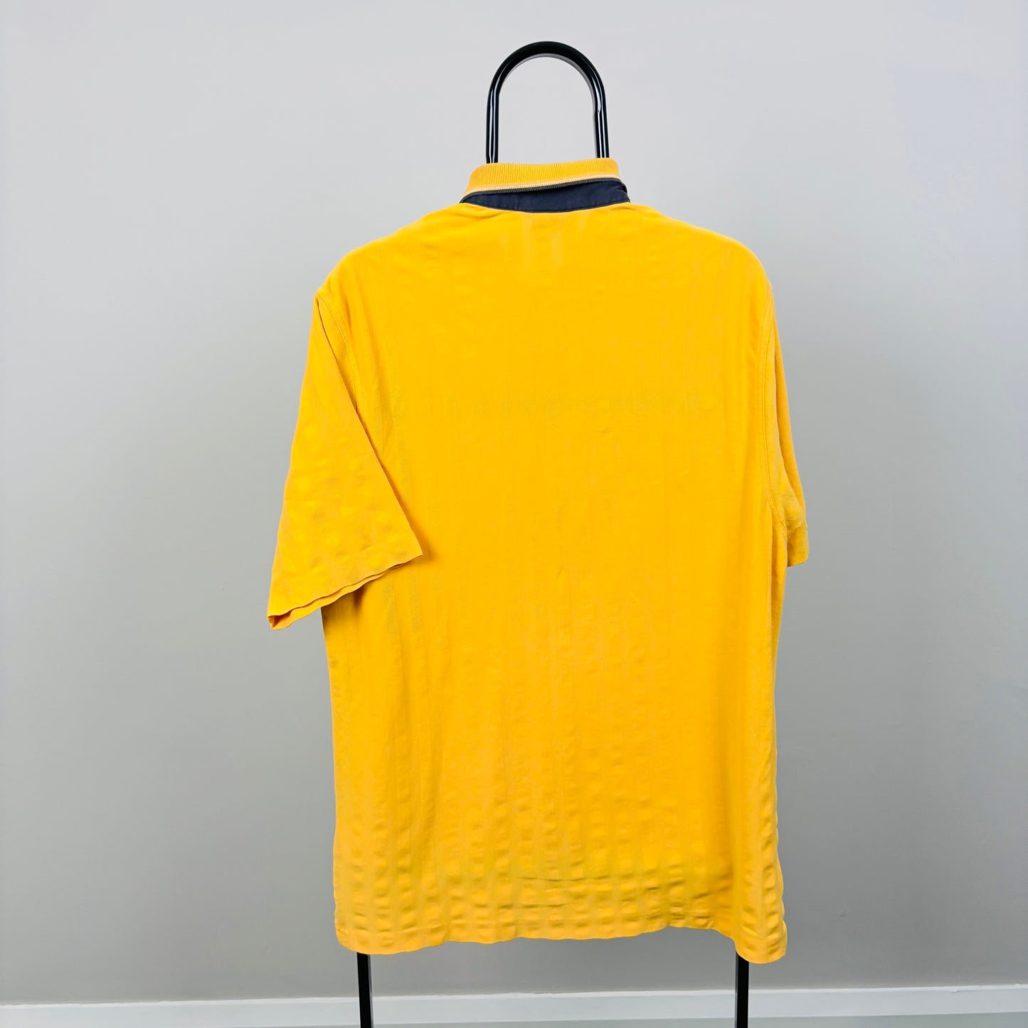 90s Nike Court Polo Shirt T-Shirt Yellow Medium