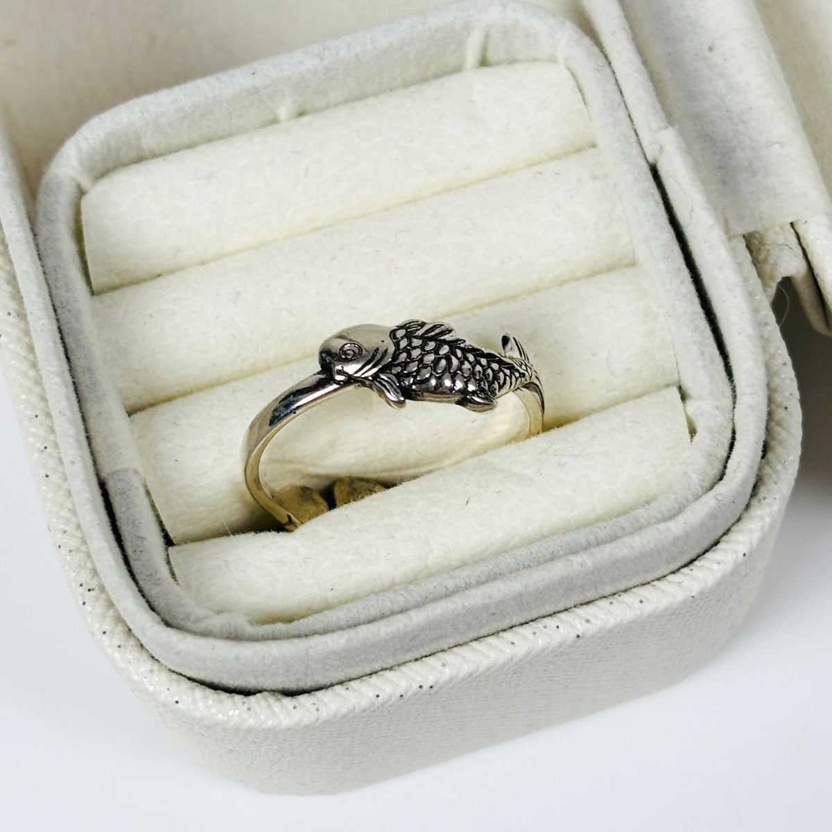 Koi Carp Ring Adjustable Silver