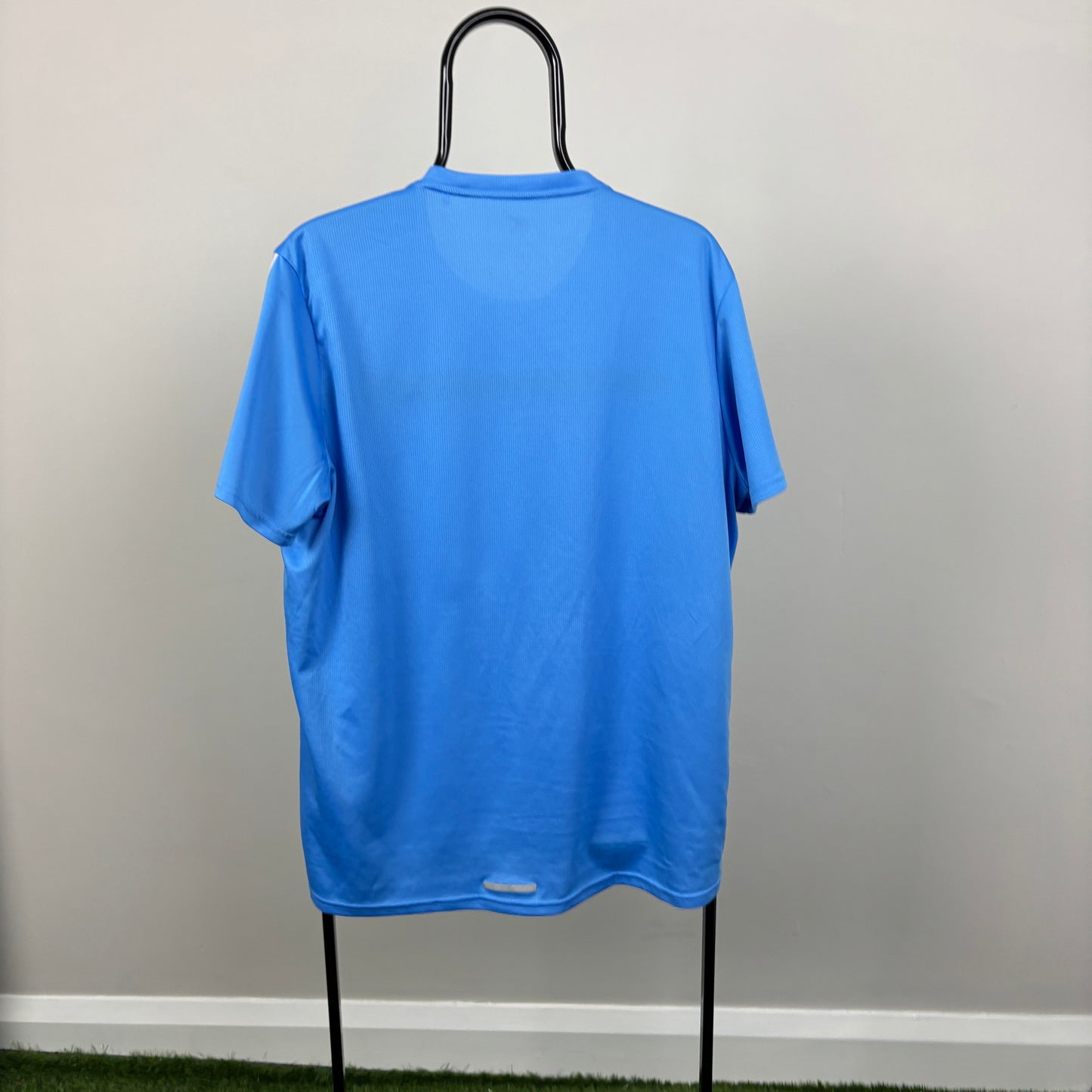 00s Adidas Reflective Running T-Shirt Blue Large
