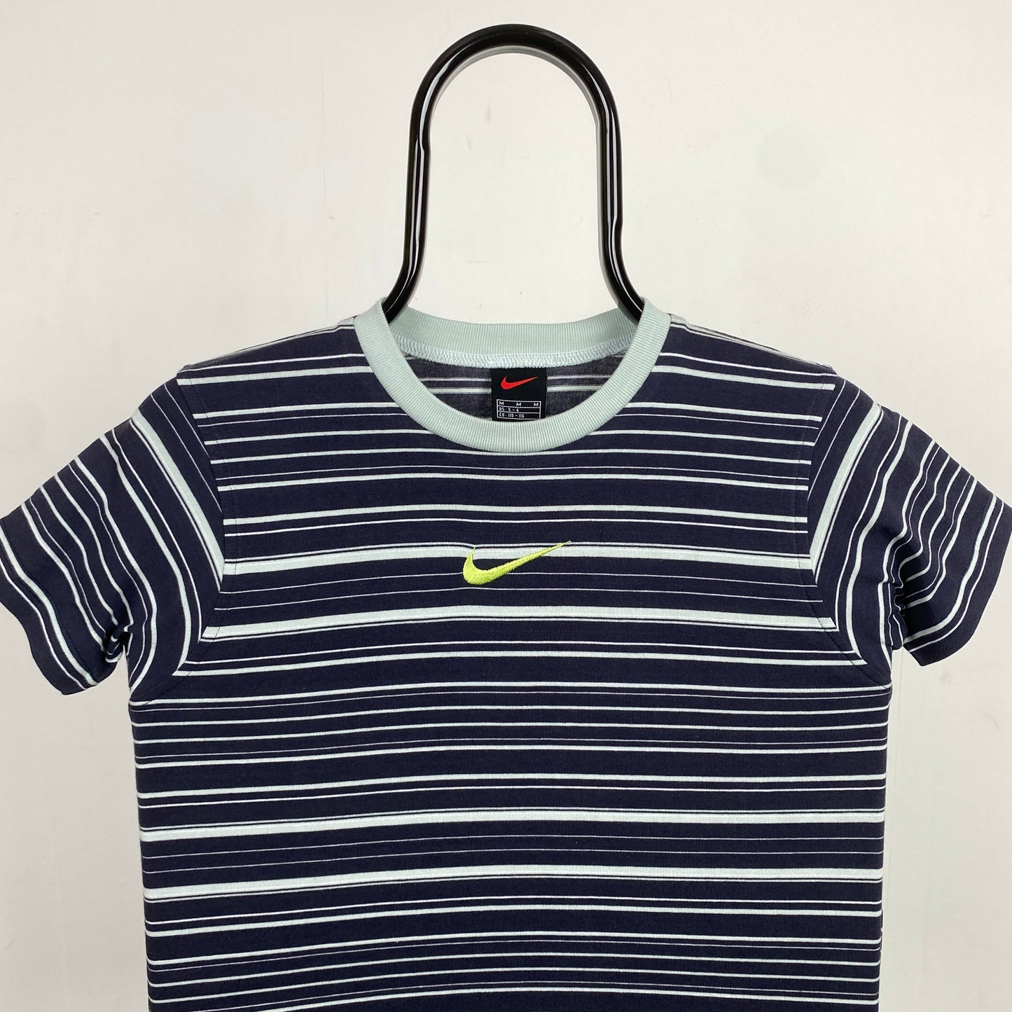00s Nike Striped T-Shirt Blue XS