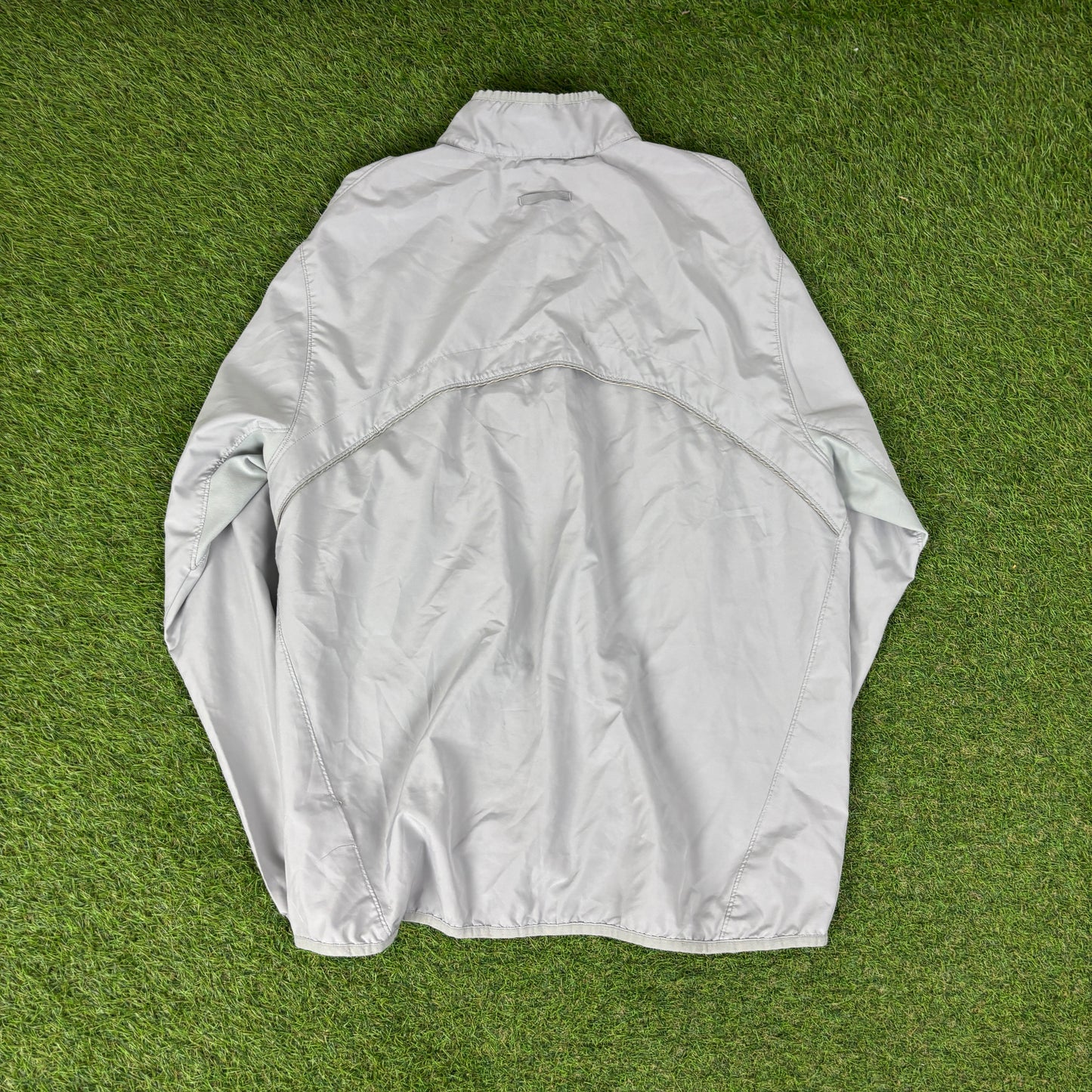 00s Nike Piping Windbreaker Jacket + Joggers Set Grey Large