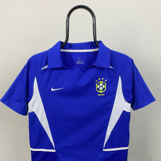 90s Nike Brazil Football Shirt T-Shirt Blue XS