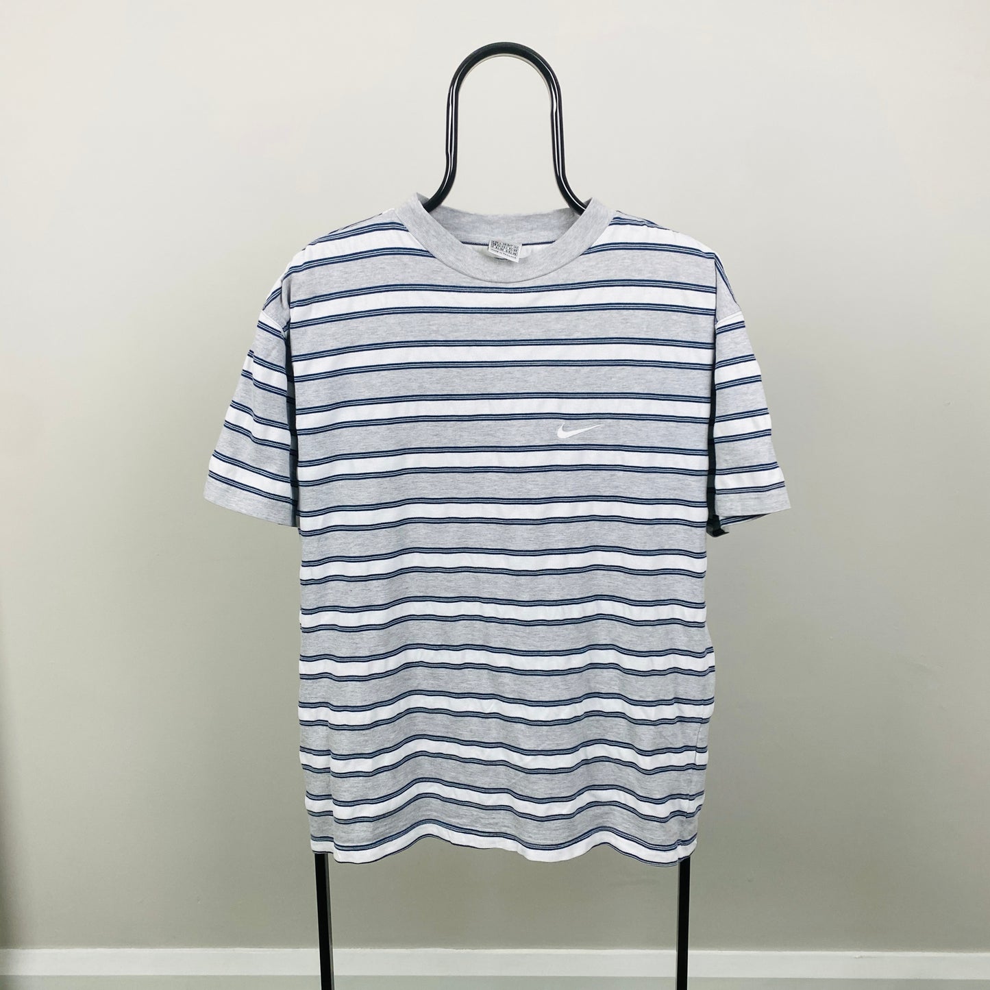 90s Nike Striped T-Shirt Grey Large
