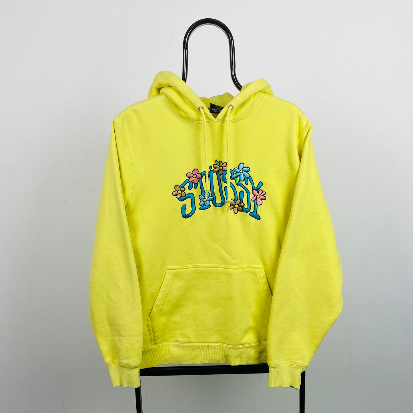 Retro 00s Stussy Hoodie Yellow Small