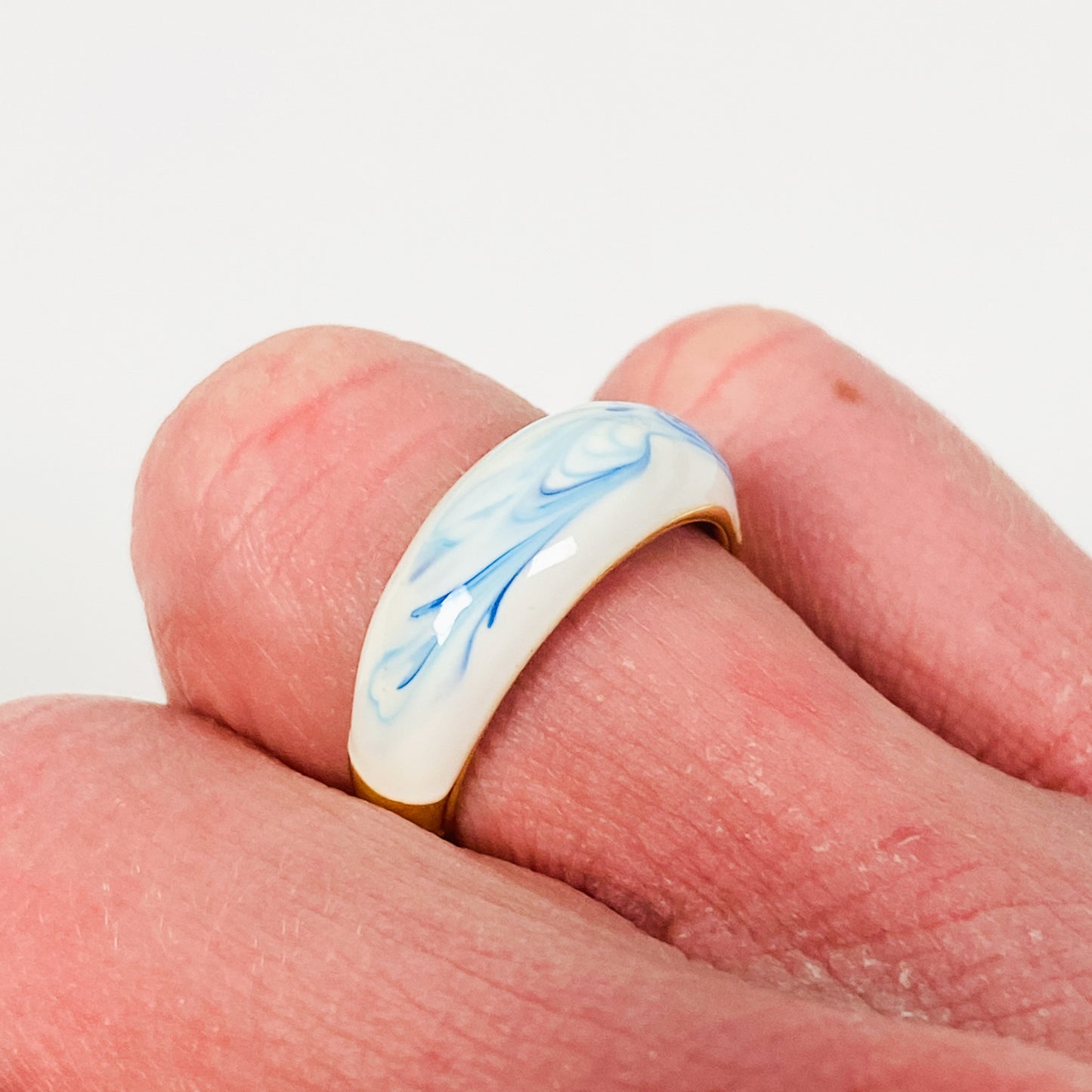 Vintage Enamel Dome Ring Gold