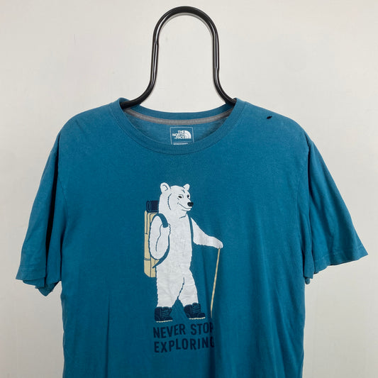 Retro The North Face T-Shirt Blue Large