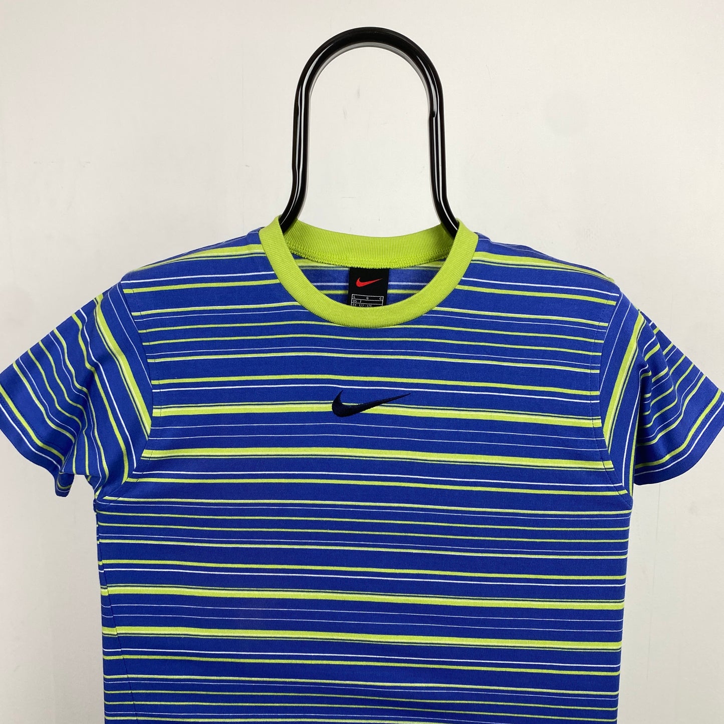 00s Nike Striped T-Shirt Blue XS