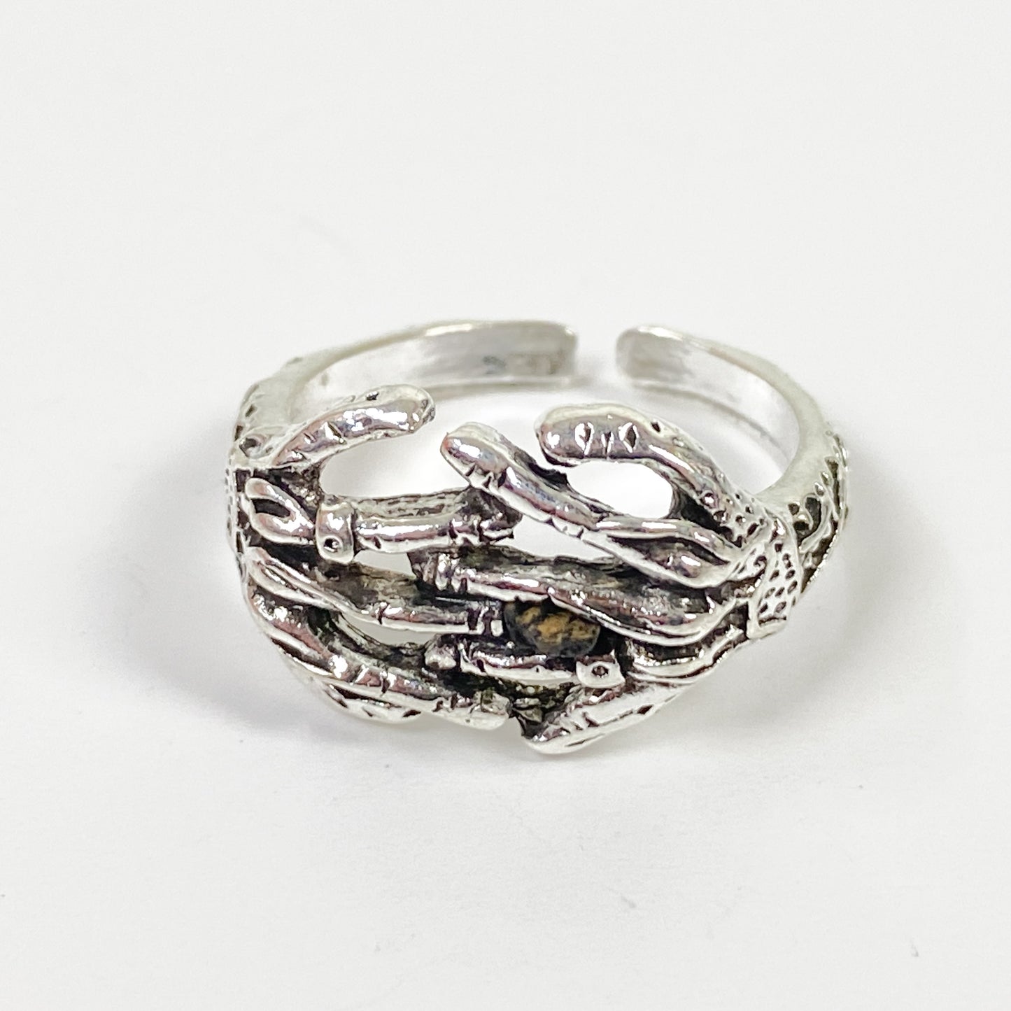 Vintage Retro Adjustable Hands Ring Silver