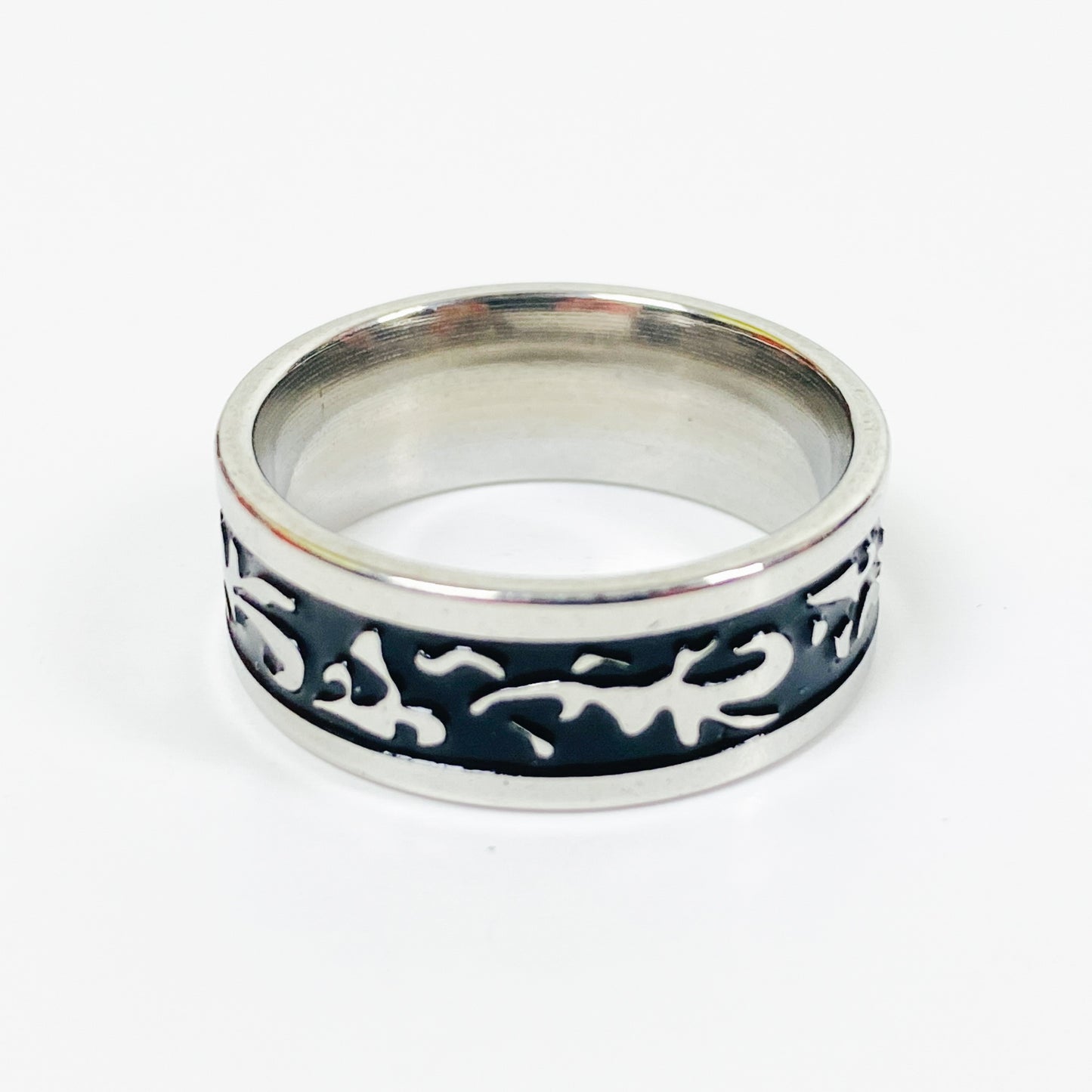 Retro Cracked Band Ring Silver