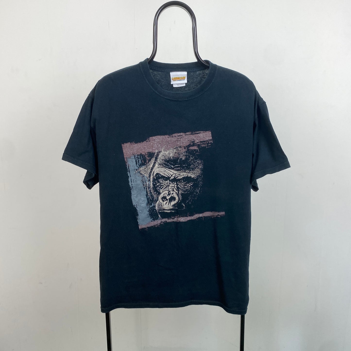 Retro Longleat Gorilla T-Shirt Black Large