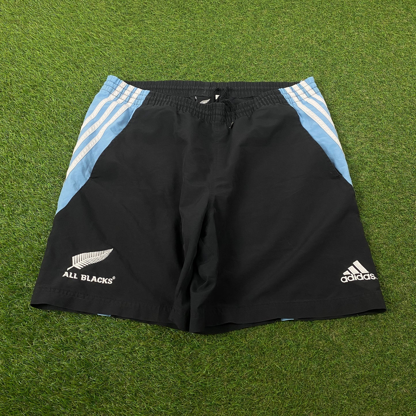 00s Adidas All Blacks Rugby Shorts Blue Large