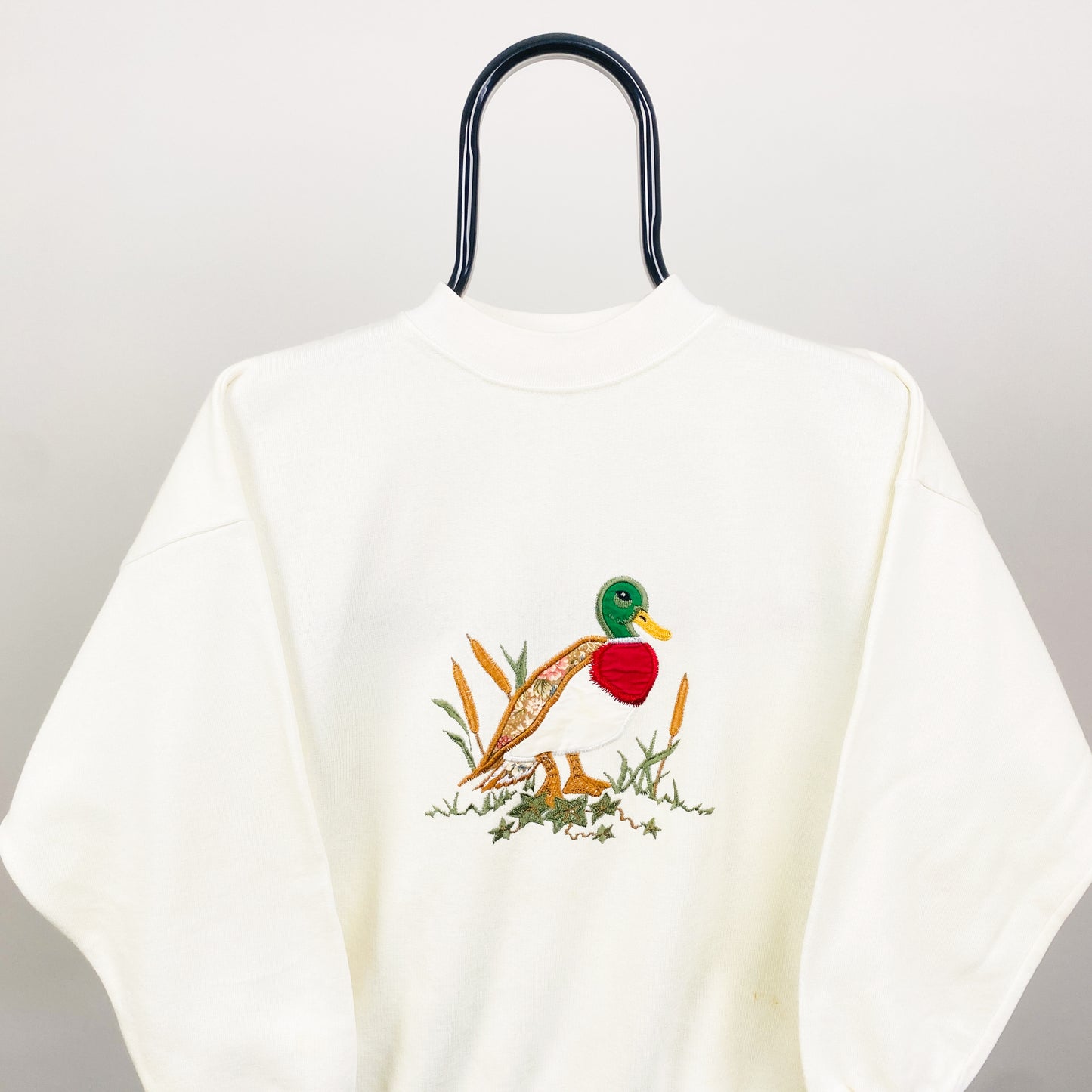 90s Acorn Duck Sweatshirt Cream Brown Small