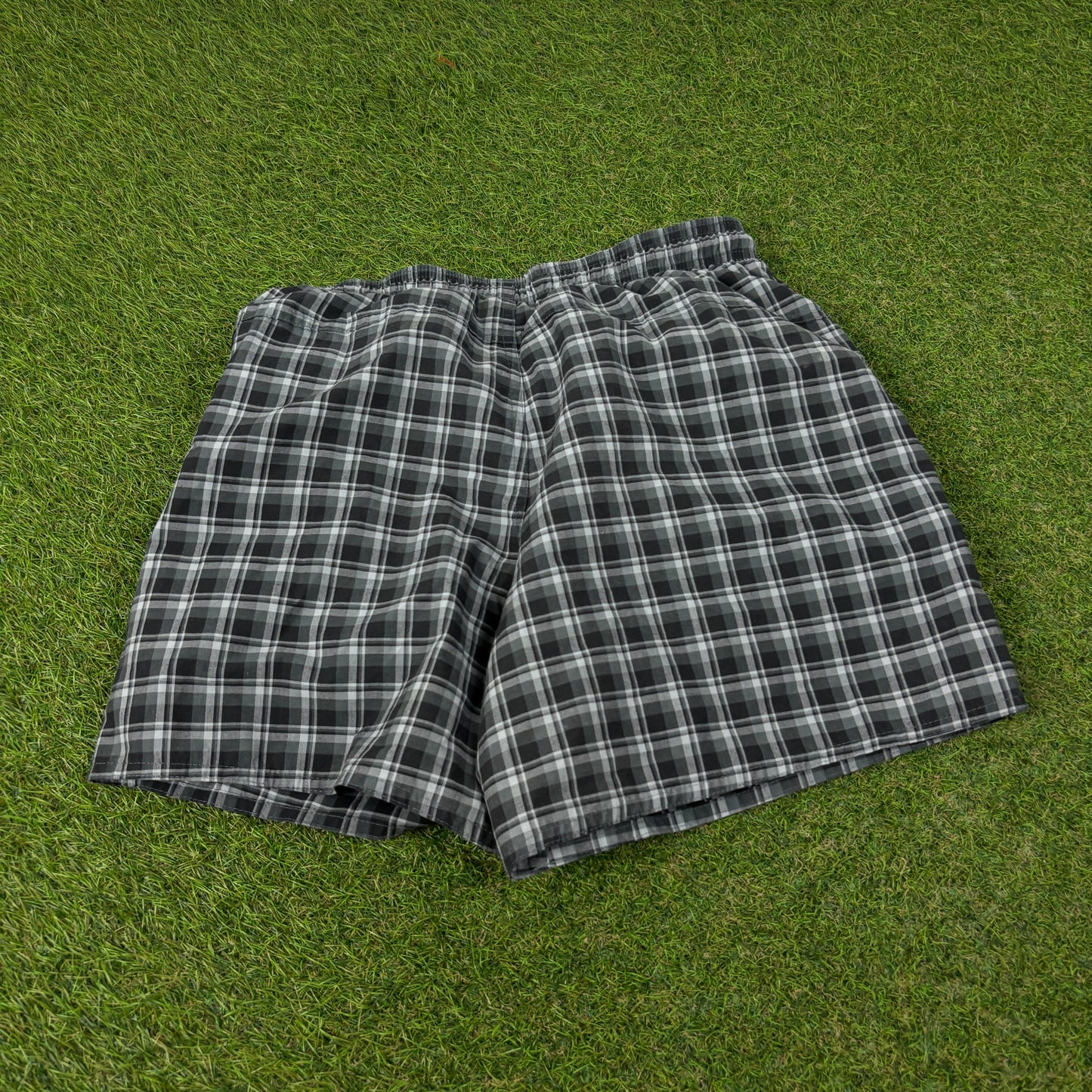 00s Adidas Plaid Shorts Blue Small