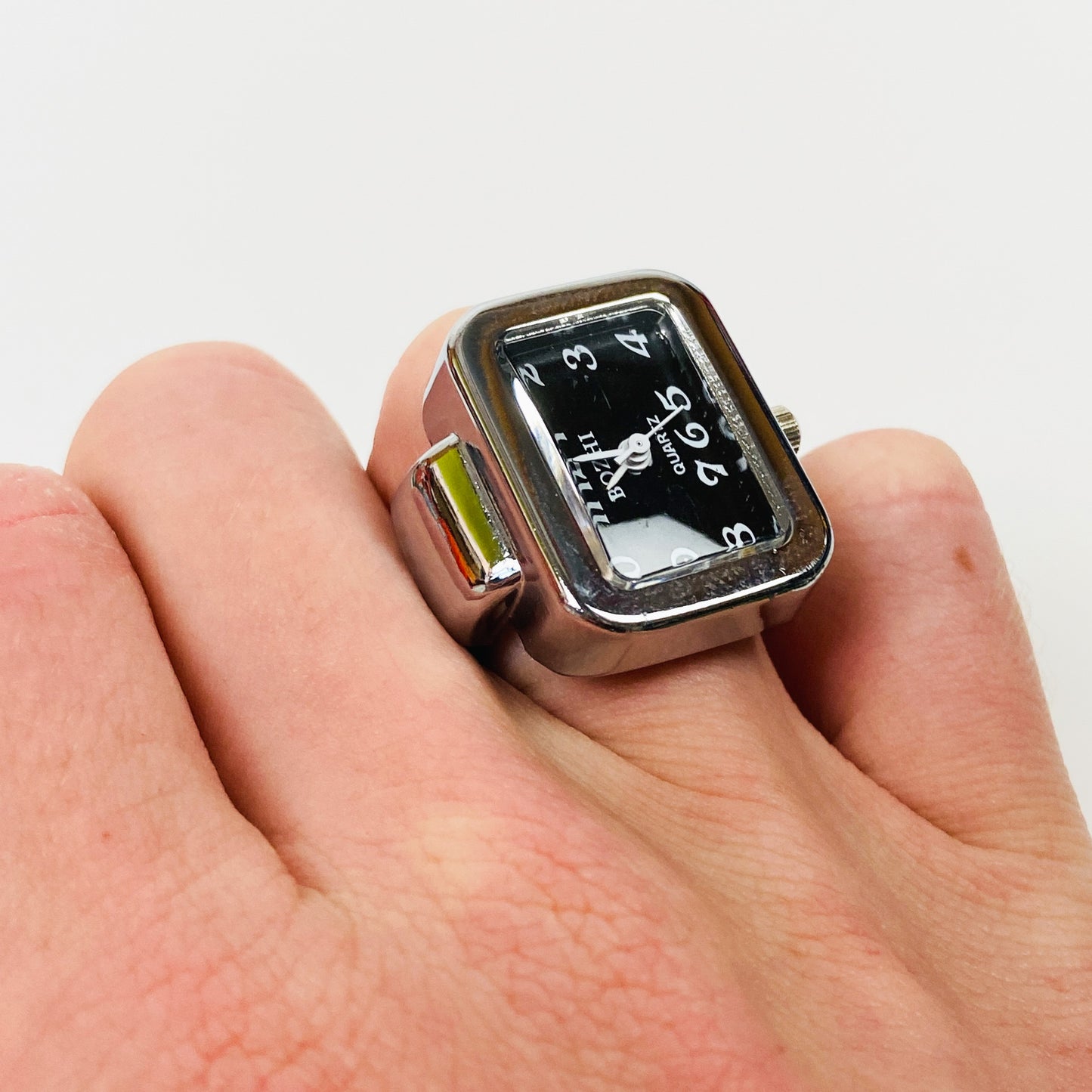 Retro Adjustable Watch Ring Silver White