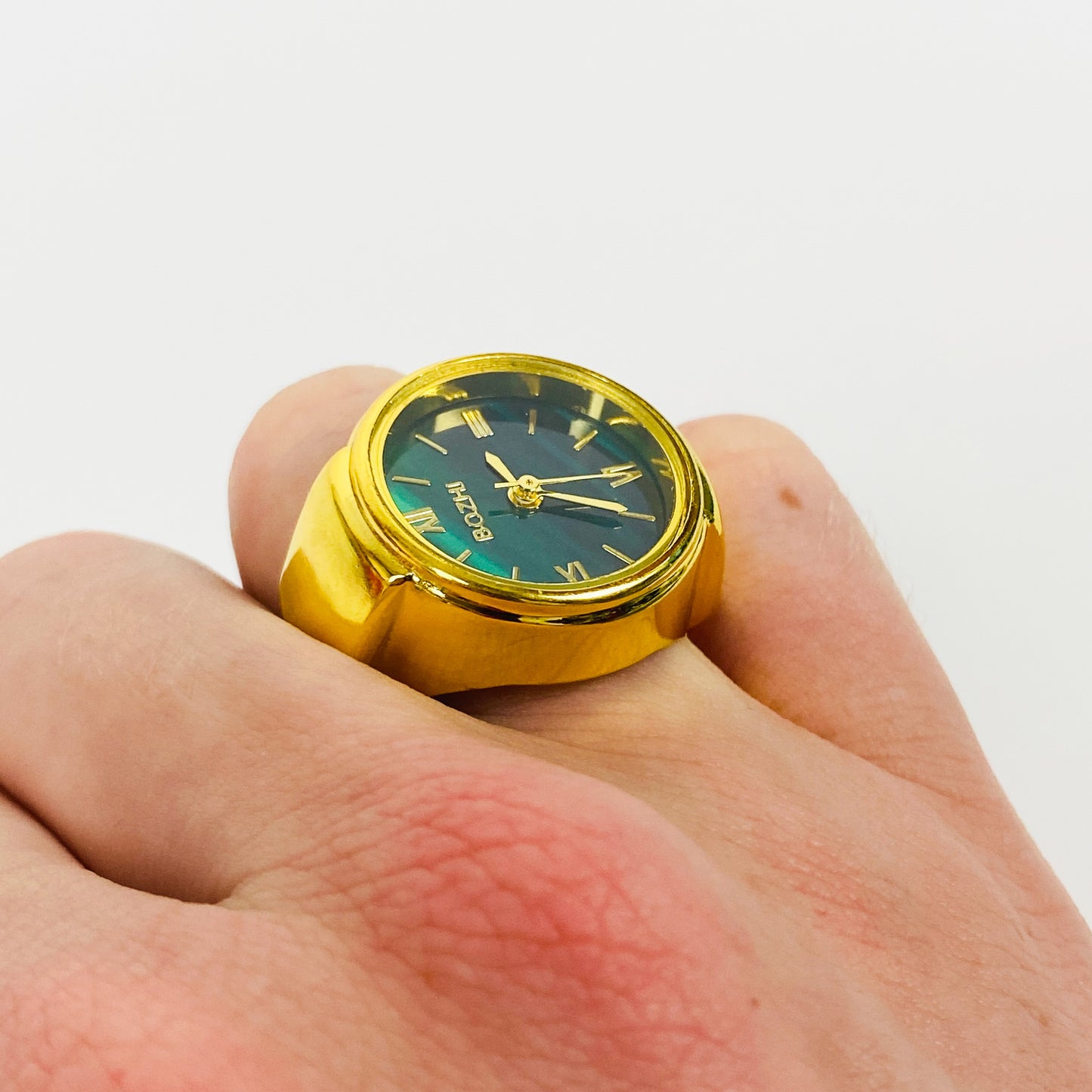 Retro Adjustable Watch Ring Gold White