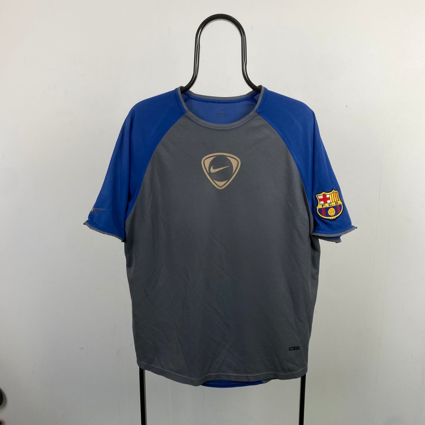 00s Nike Barcelona Football Shirt T-Shirt Grey Large