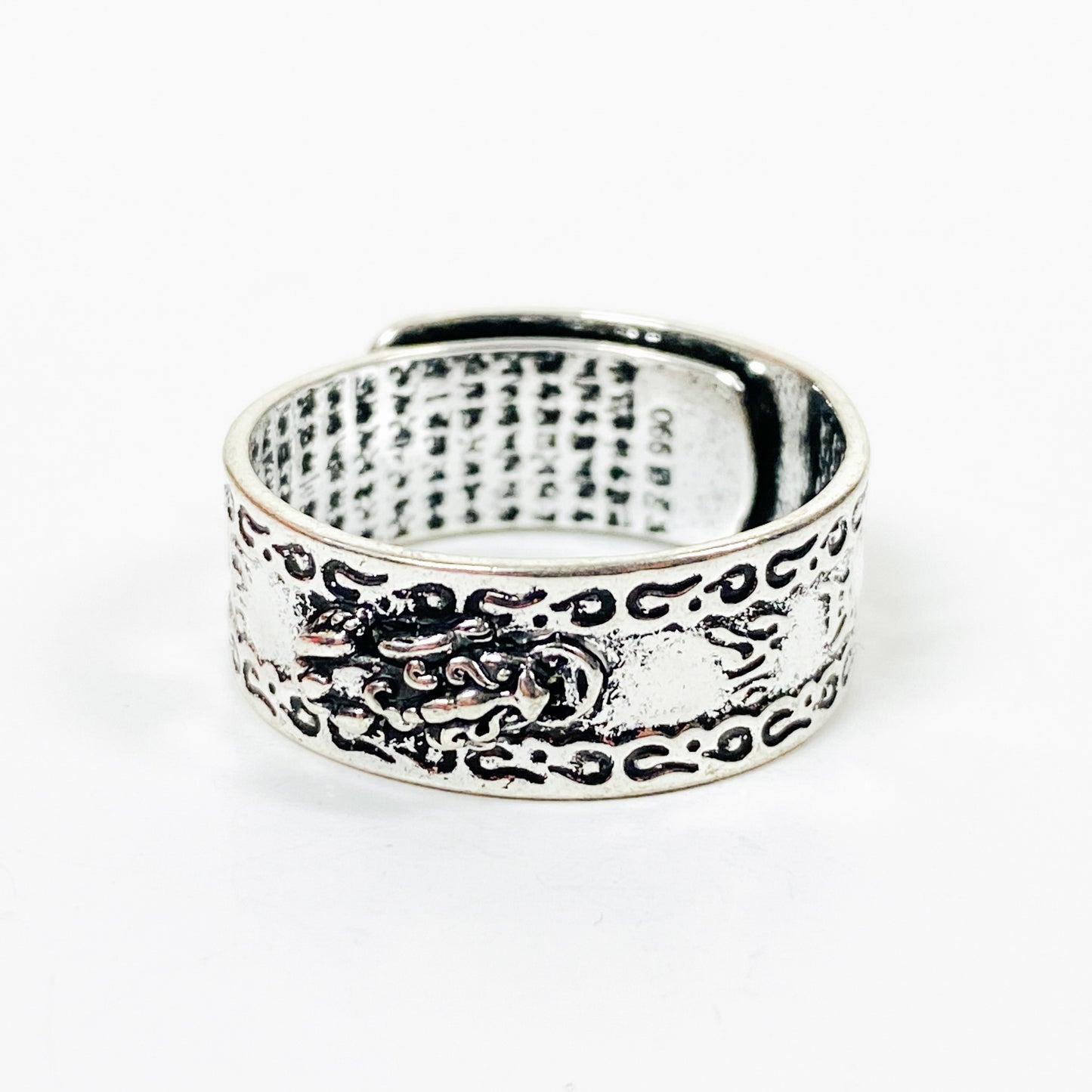 Retro Adjustable Dragon Band Ring Silver