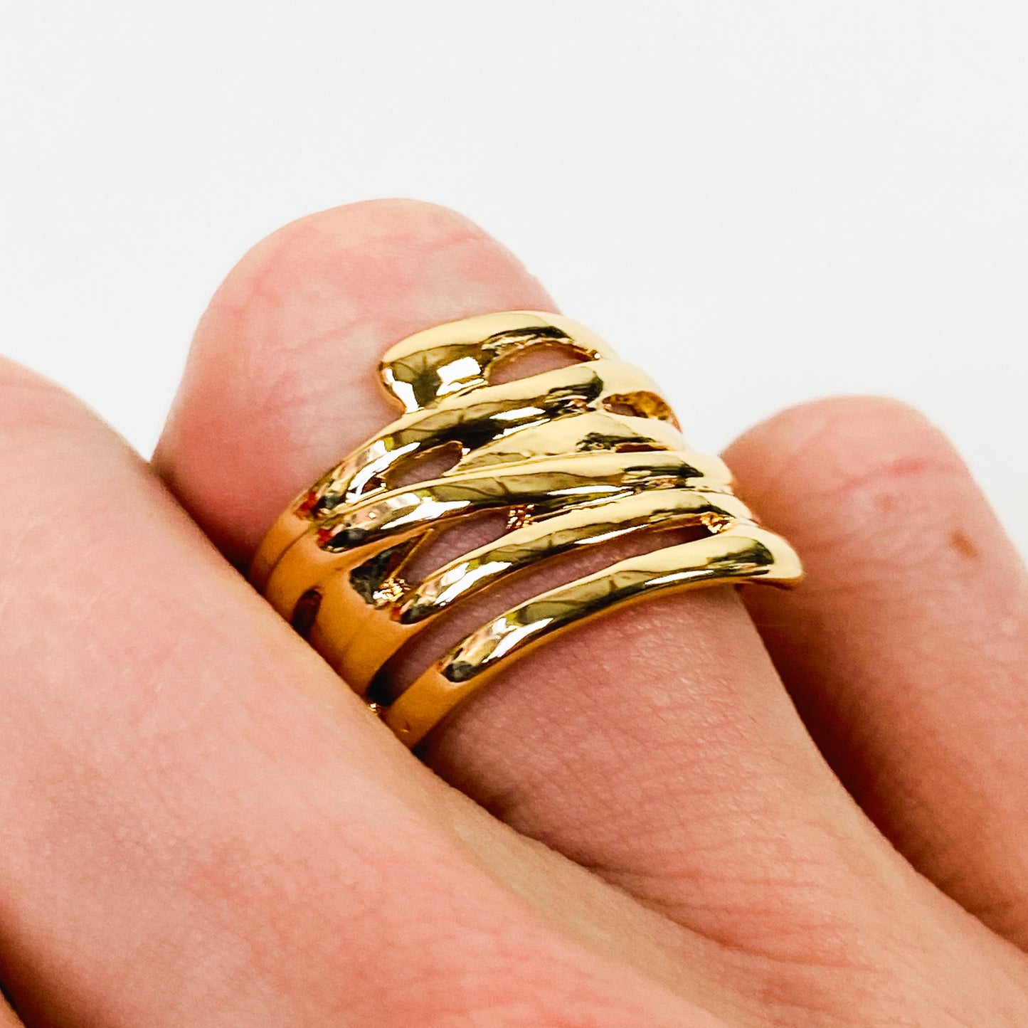 Retro Adjustable Swirl Ring Gold