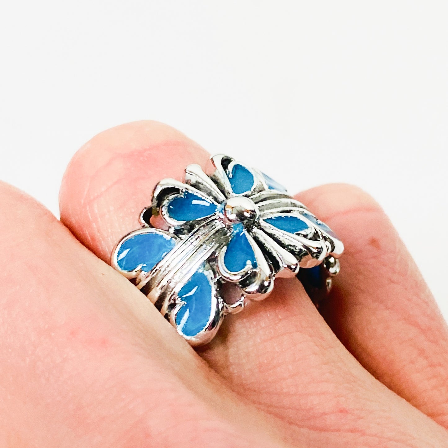 Retro Adjustable Antique Glow In The Dark Ring Silver