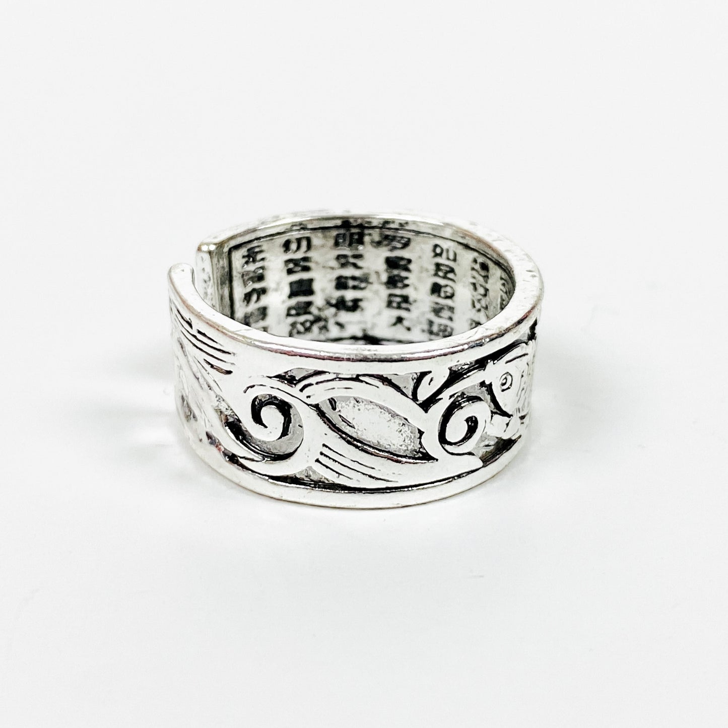 Vintage Retro Adjustable Fish Ring Silver