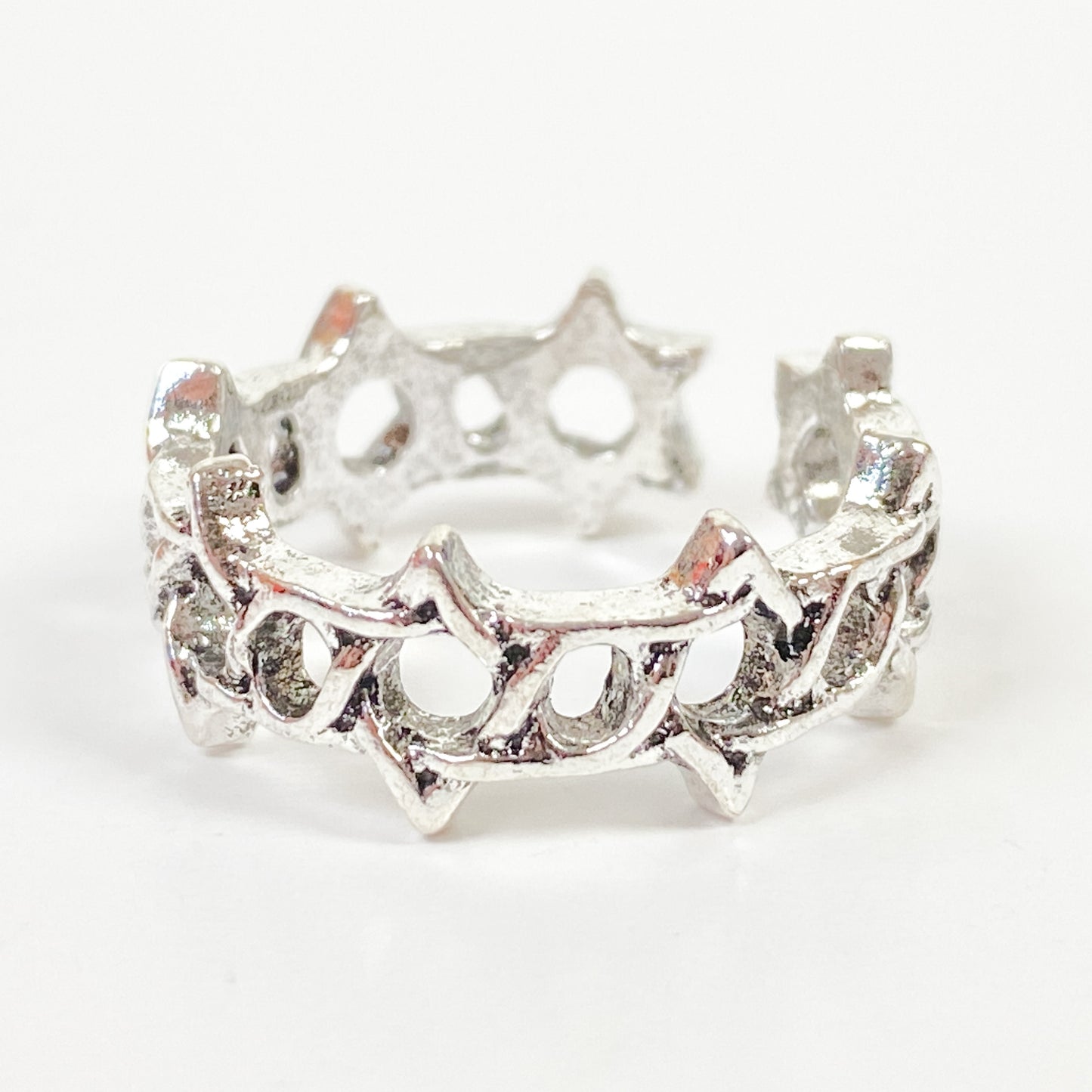 Vintage Retro Adjustable Star Ring Silver