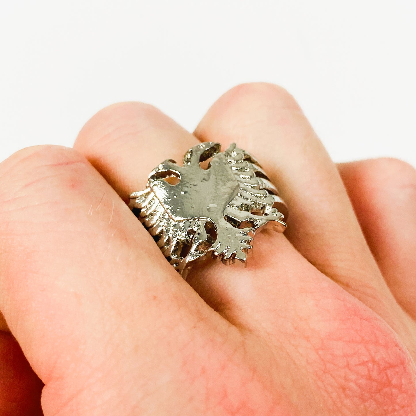 Retro Adjustable Eagles Ring Silver