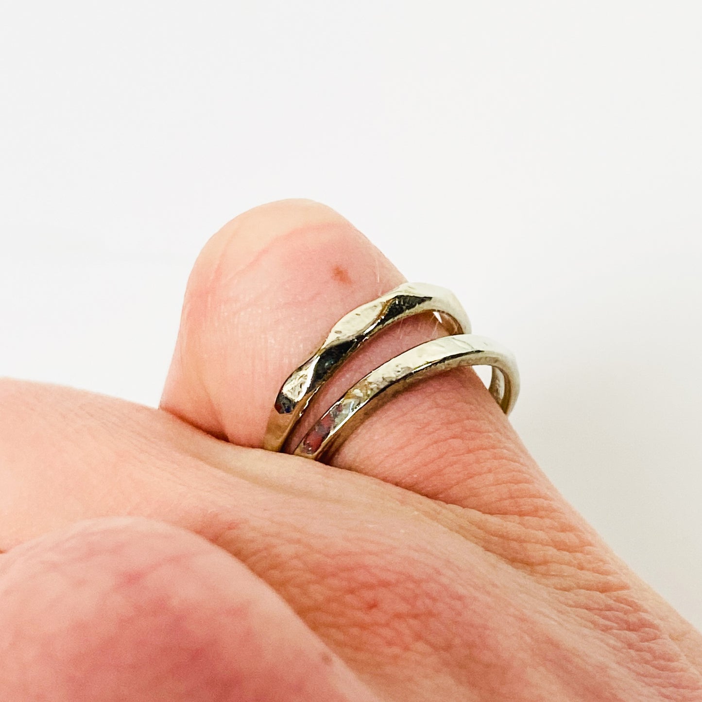 Retro Adjustable Stacking Band Ring Set Silver