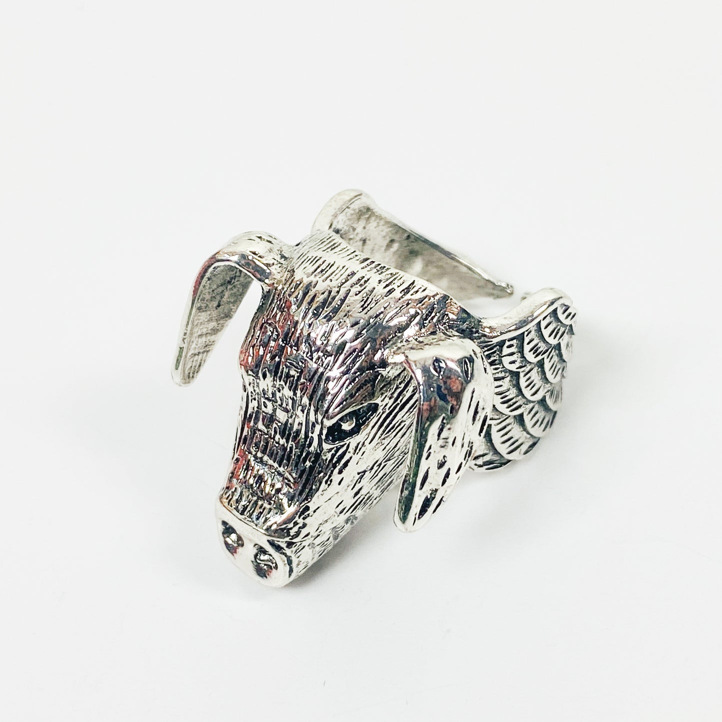 Retro Adjustable Boar Ring Silver