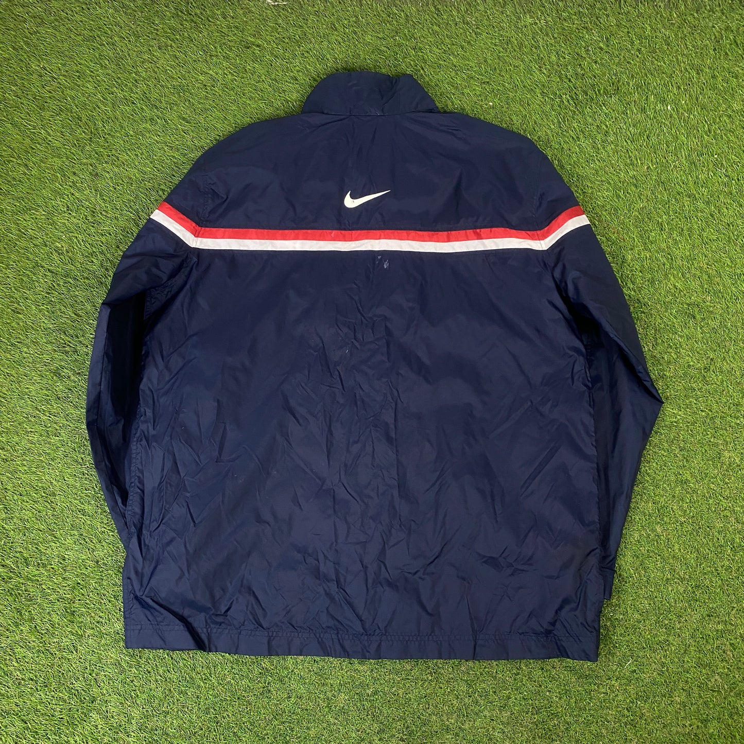 00s Nike Piping Windbreaker Tracksuit Set Jacket + Joggers Blue XL