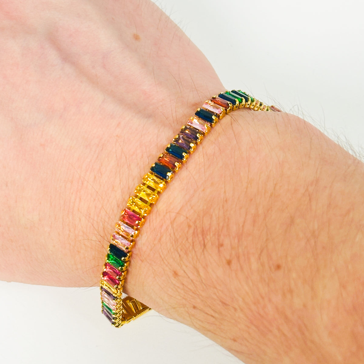 Rainbow Gemstone Bracelet Gold