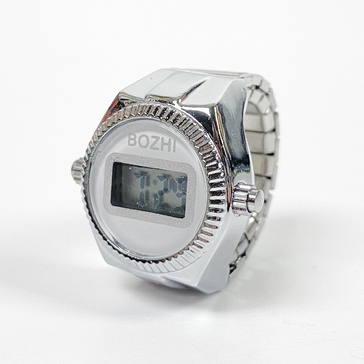 Retro Adjustable Digital Watch Ring Silver
