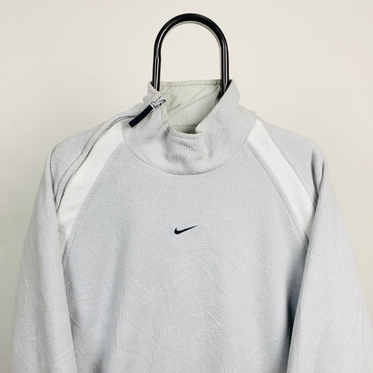 90s Nike Reversible Side Winder Fleece Jacket Grey Large