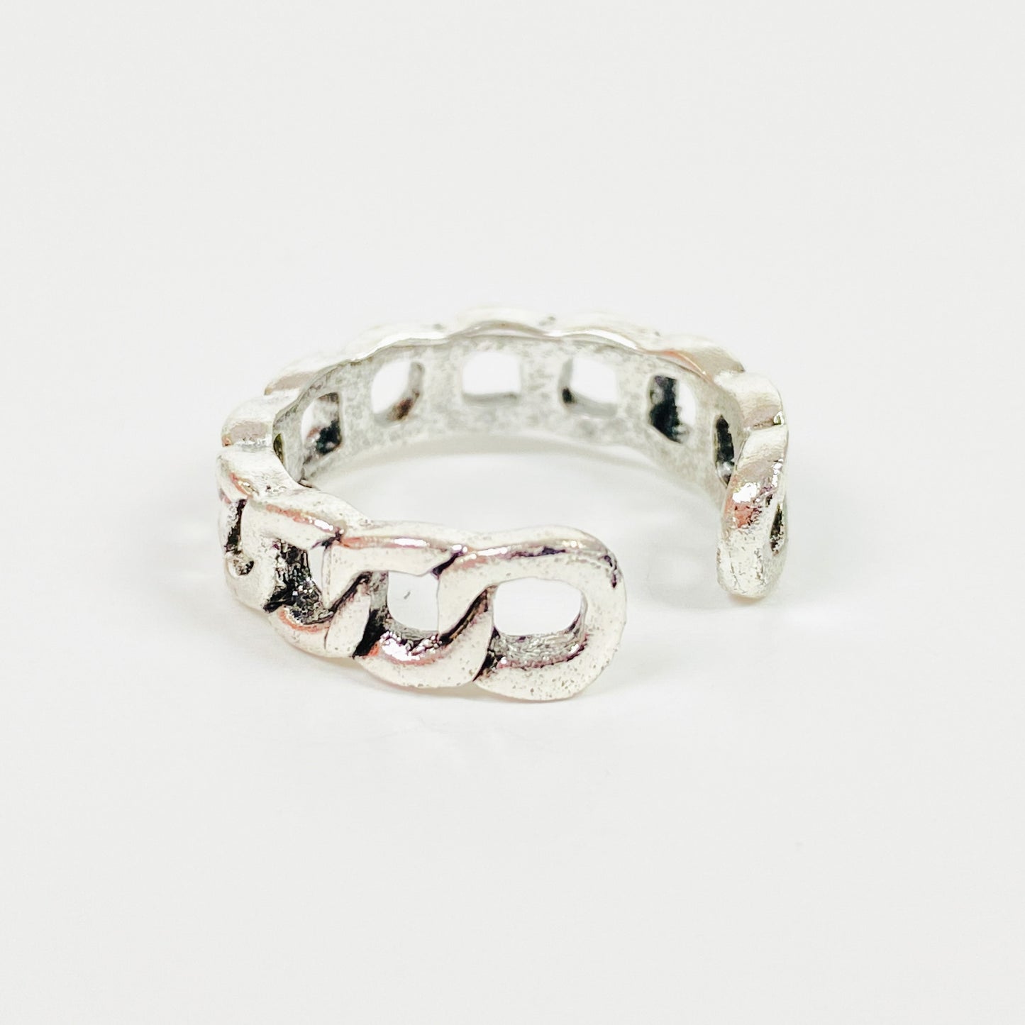 Vintage Retro Adjustable Chain Ring Silver
