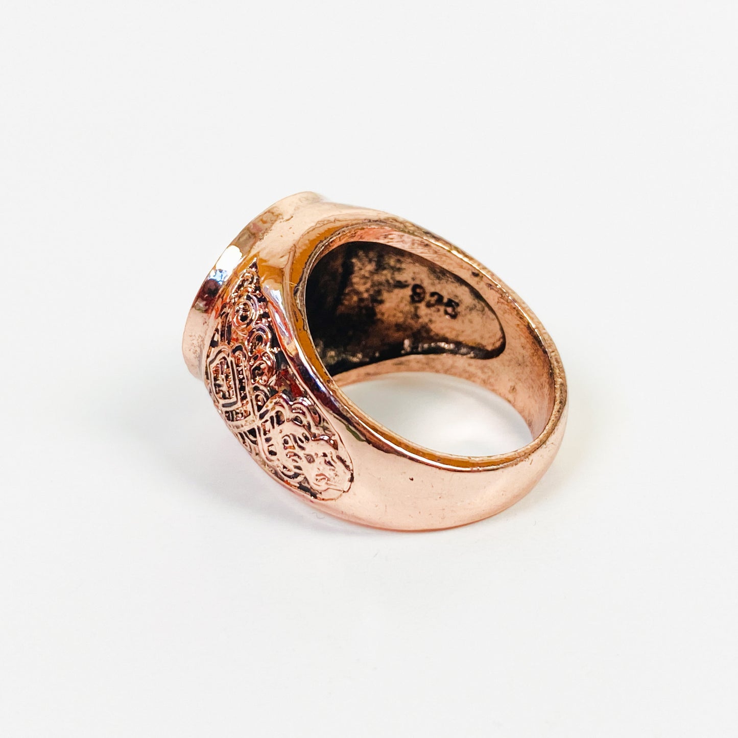 Retro Vintage Knight Signet Ring Rose Gold