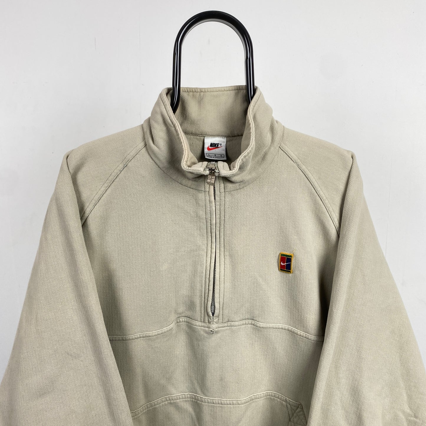 90s Nike Challenge Court 1/4 Zip Sweatshirt Brown Large