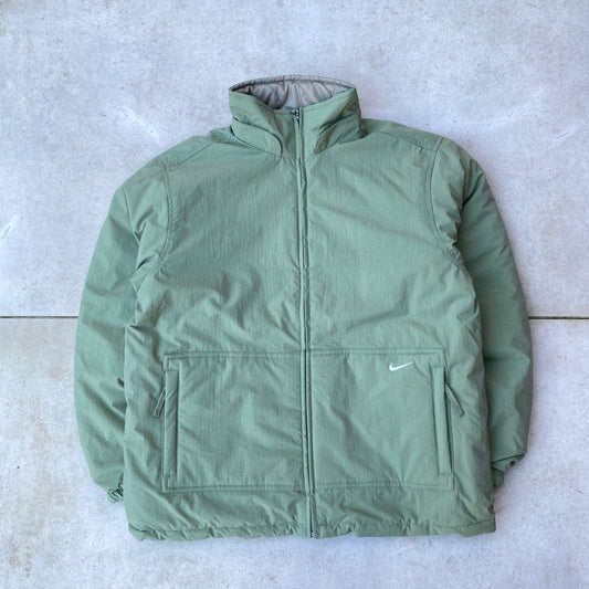 00s Nike Reversible Puffer Jacket Green Brown Medium