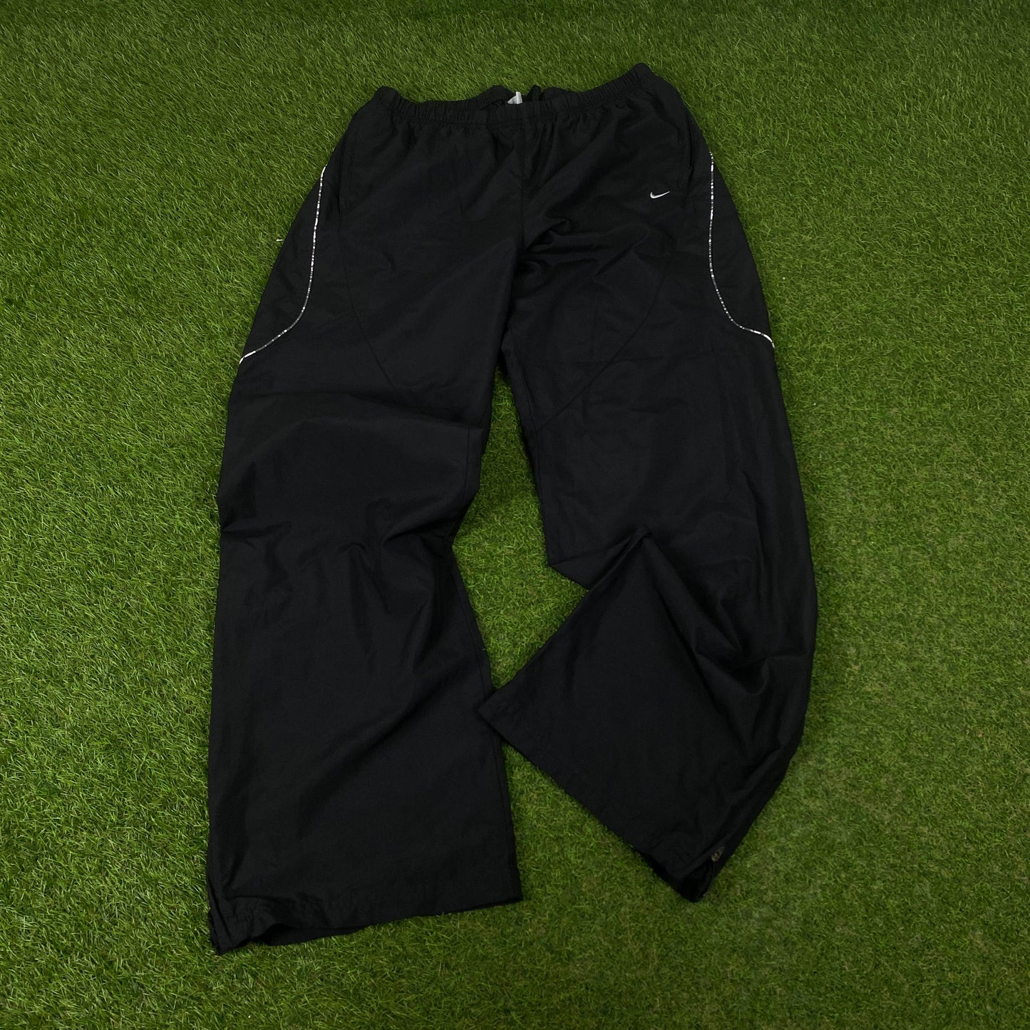 00s Nike Piping Tracksuit Jacket + Joggers Set Black Large