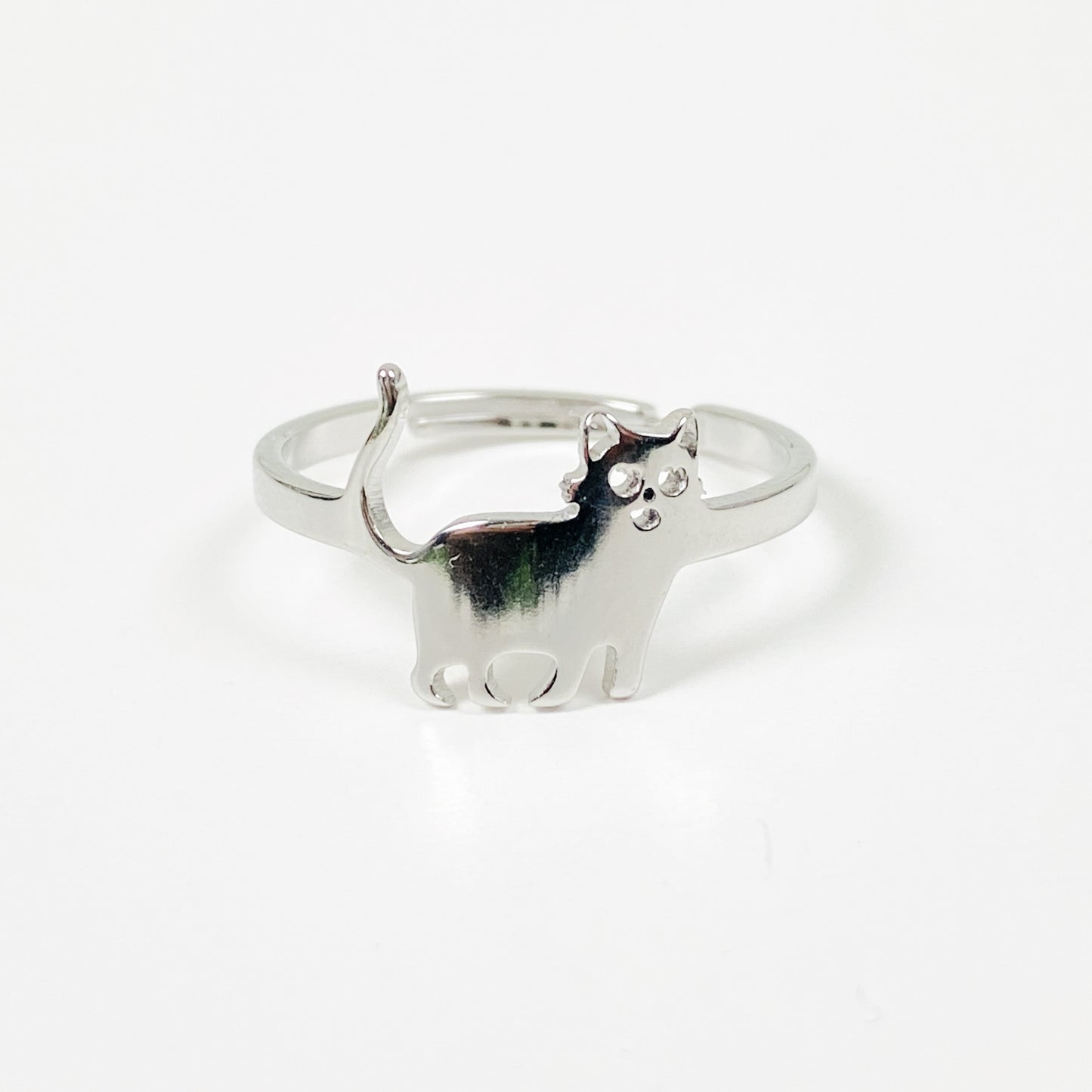 Vintage Adjustable Cat Ring Silver