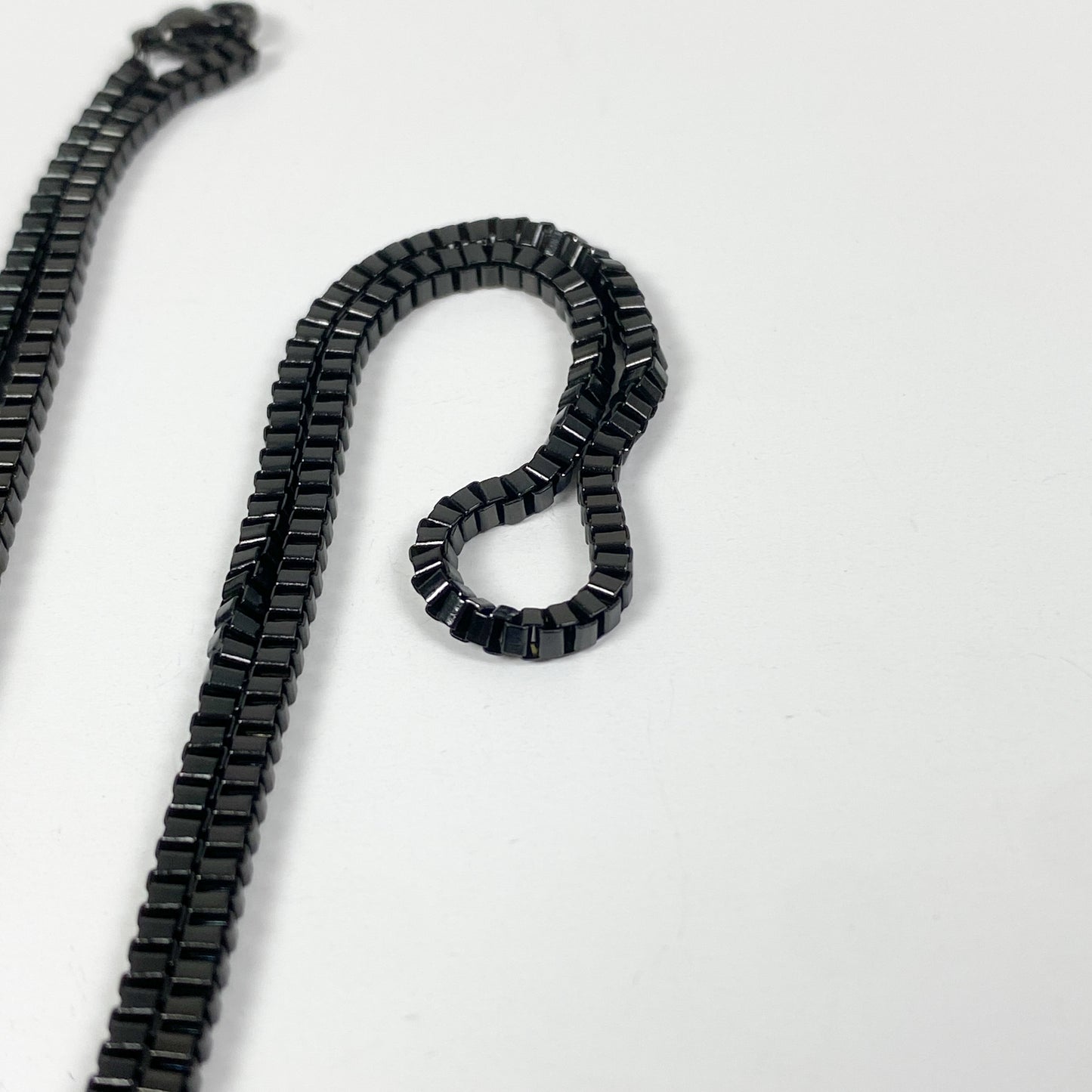 Micro Tennis Chain Necklace Black Steel