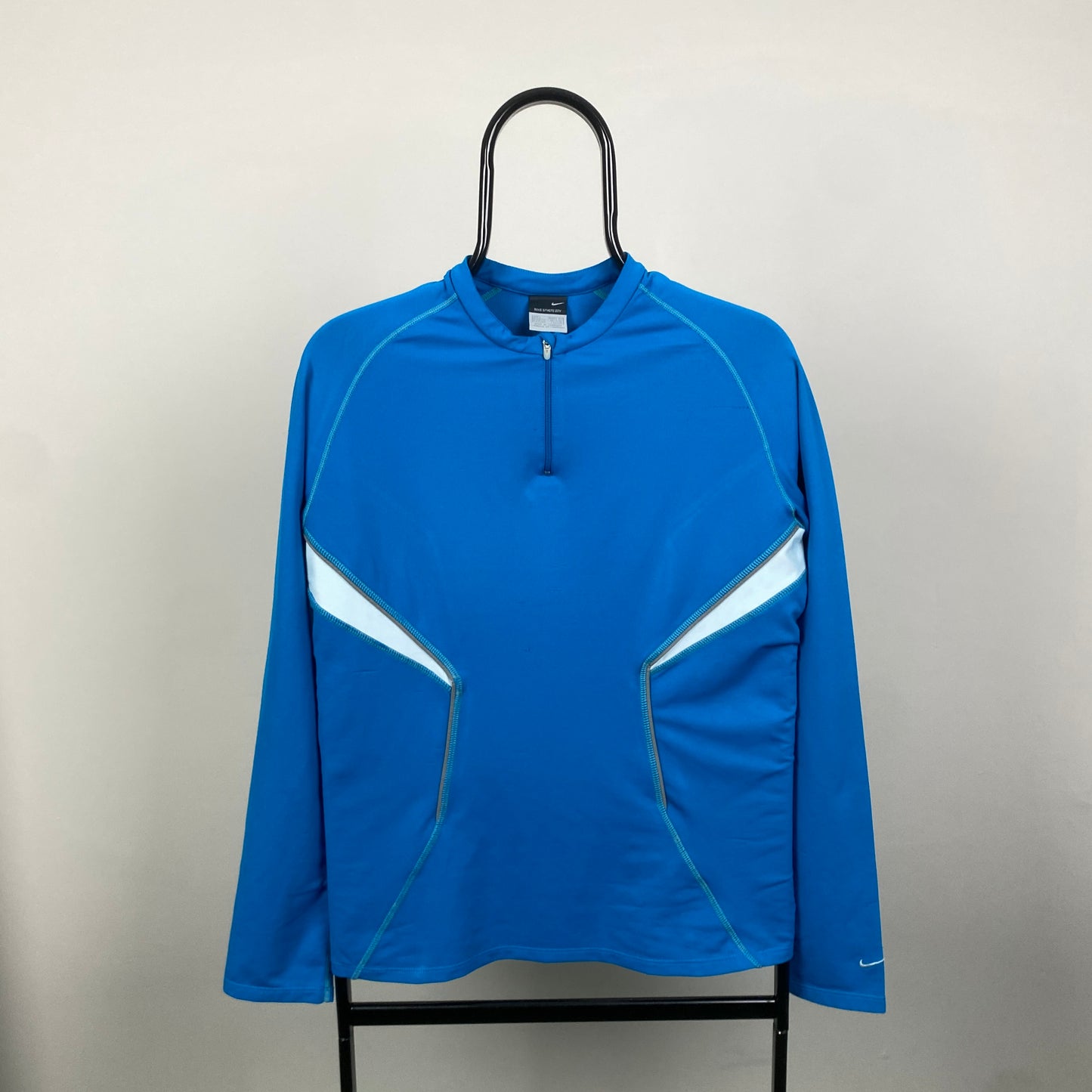 00s Nike Sphere Dry Panelled Long Sleeve T-Shirt Blue Large