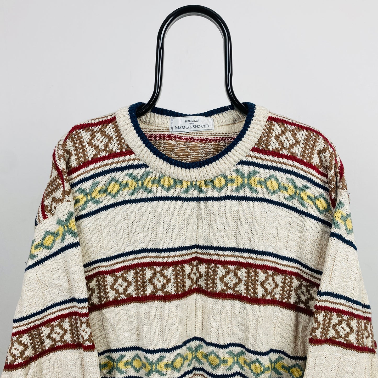 Retro St Michael Knit Sweatshirt Brown Large