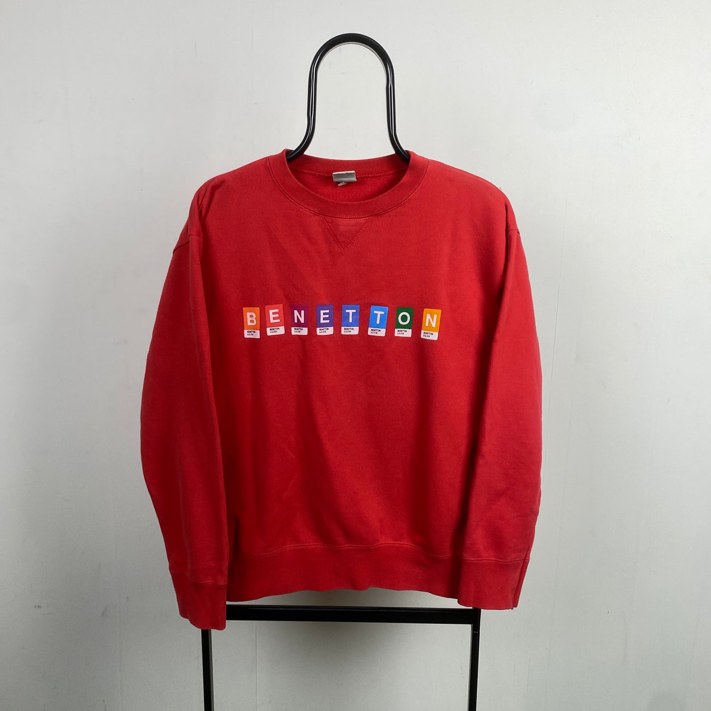 Retro United Colors Of Benetton Sweatshirt Red Medium