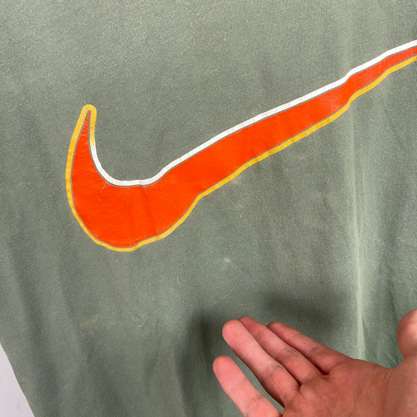 90s Nike Swoosh T-Shirt Green Medium
