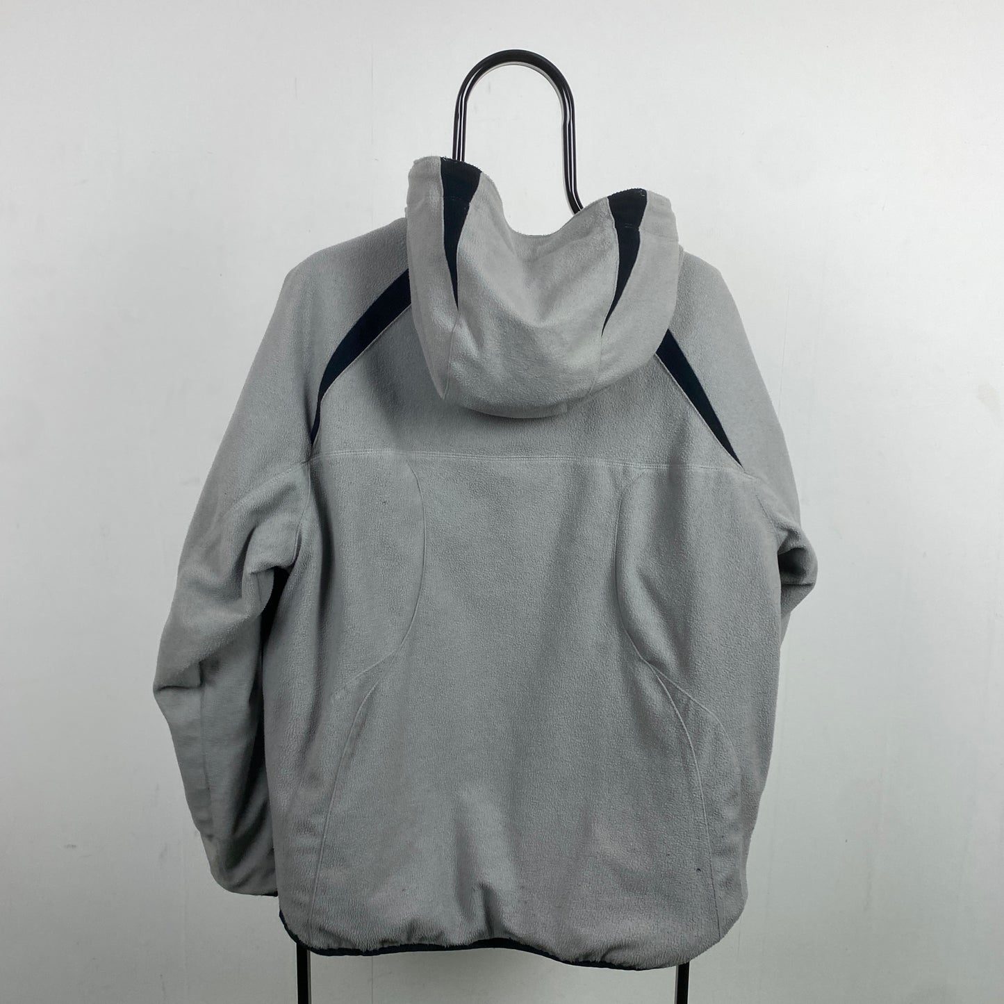 00s Nike Reversible Fleece Coat Jacket Black Grey Small