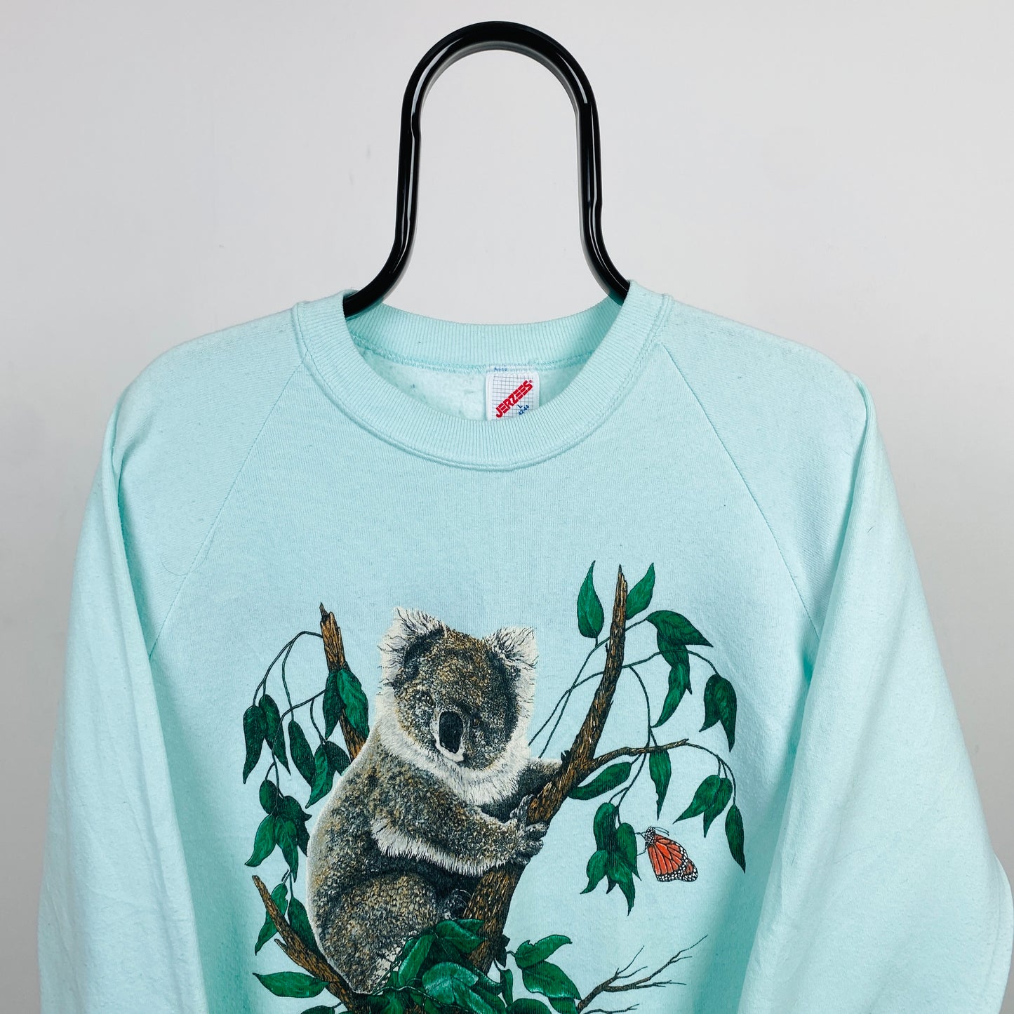 Retro Jerzees Koala Sweatshirt Baby Blue Large