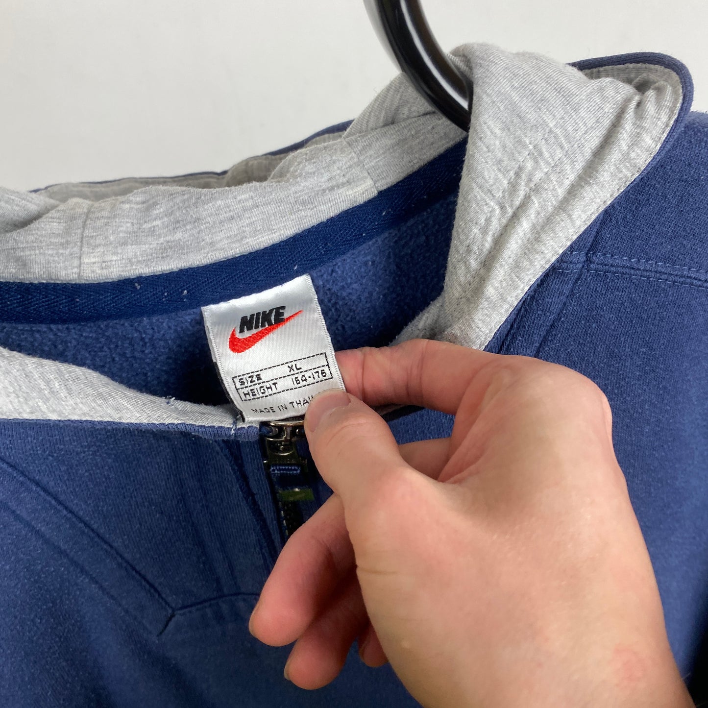 90s Nike 1/4 Zip Hoodie Blue Small