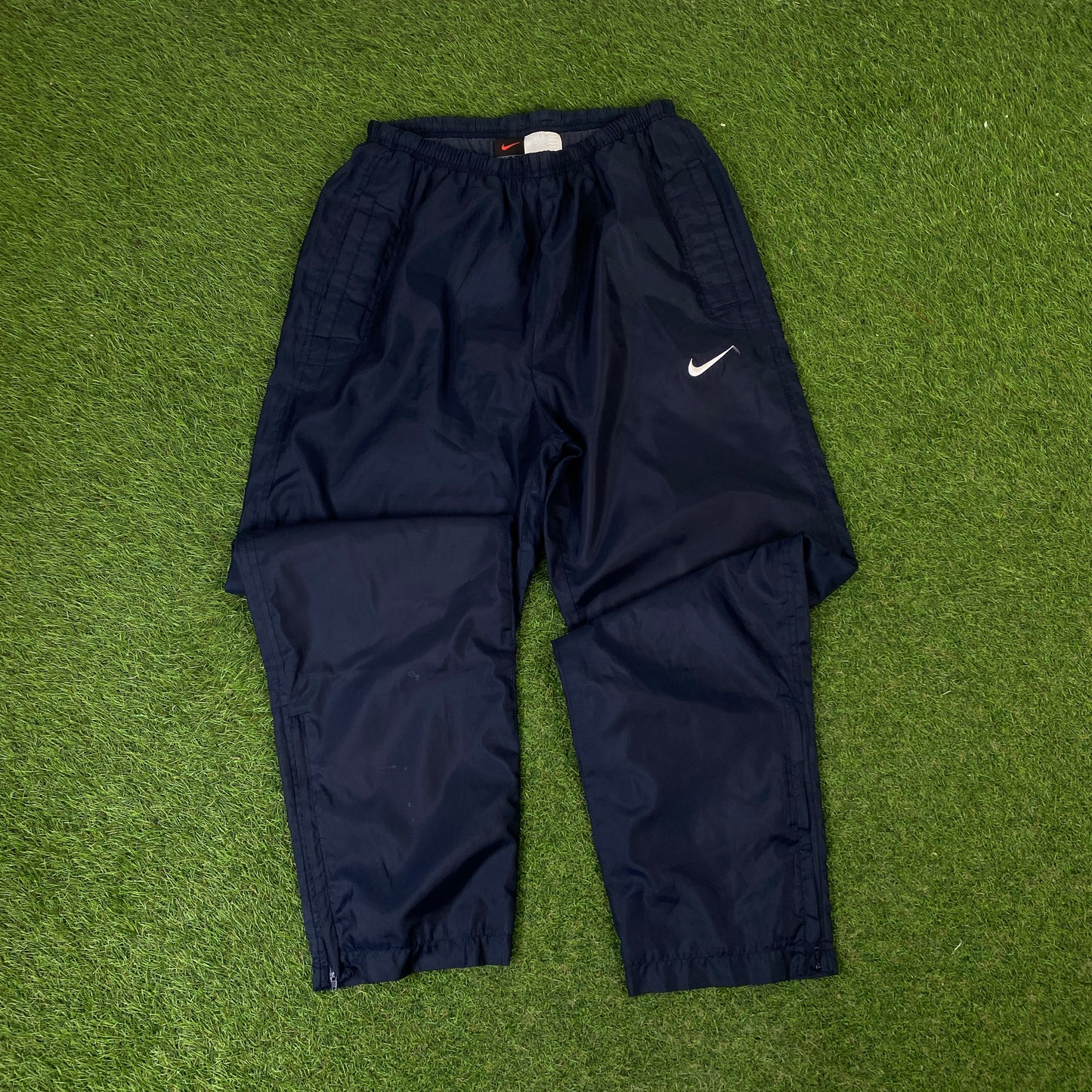00s Nike Piping Windbreaker Tracksuit Set Jacket + Joggers Blue XL