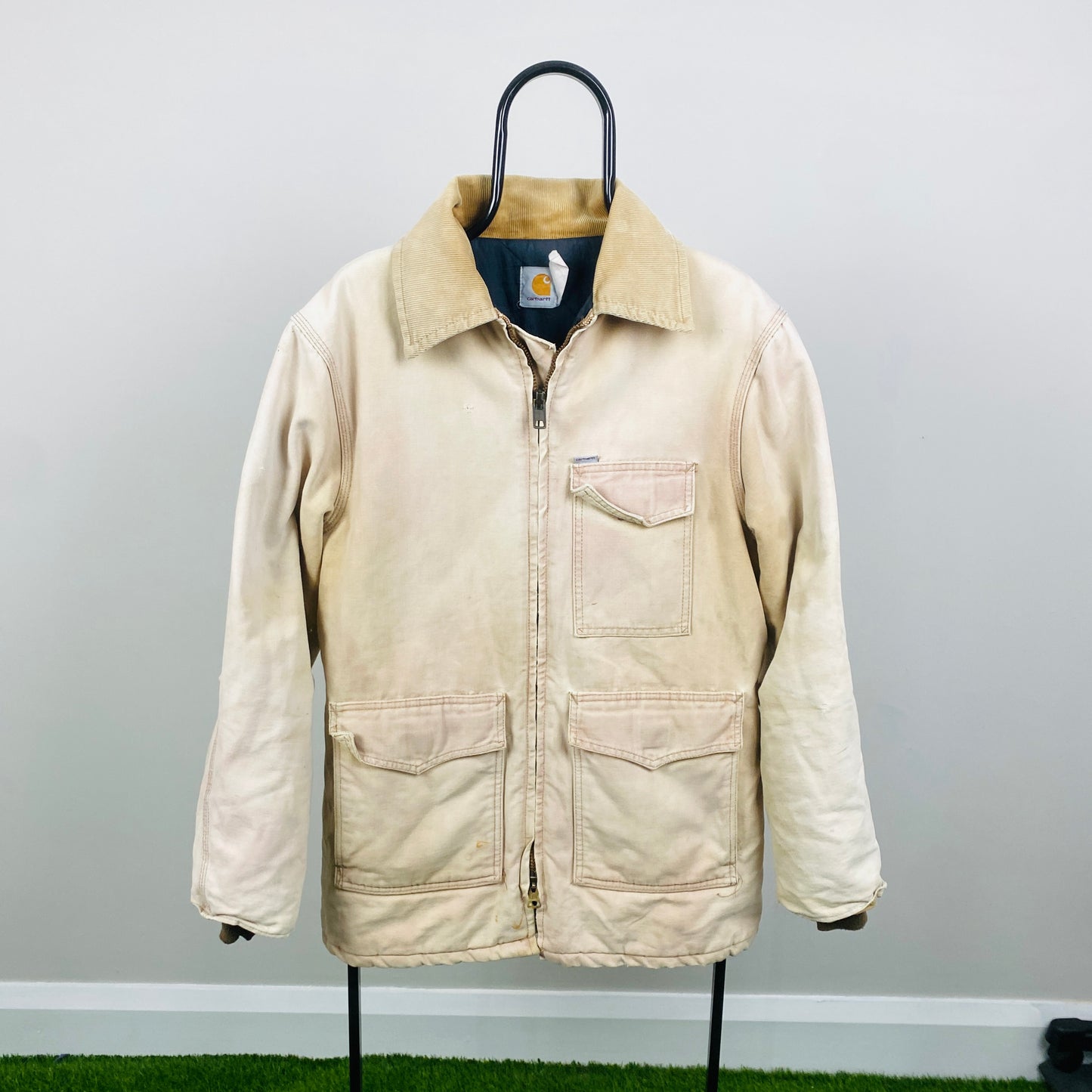 Retro Carhartt Workwear Chore Coat Jacket Brown Large