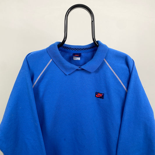 80s Nike John McEnroe Checkerboard Sweatshirt Blue Medium